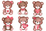 Watercolor Valentine Day Bear Clipar, an Illustration by Designworld (Thumbnail 2 of 5)