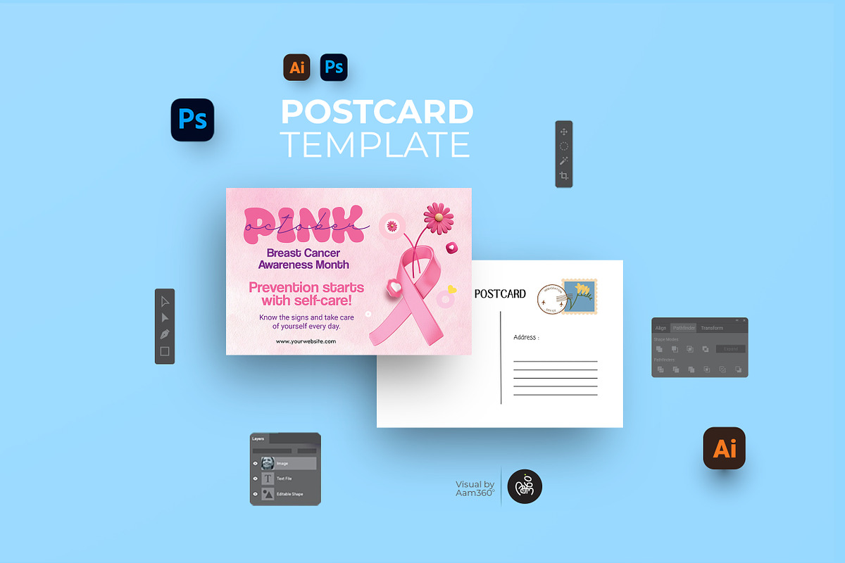 Breast Cancer Print & Digital Bundle, a Templates & Theme by Aam360 (Photo 5 of 6)