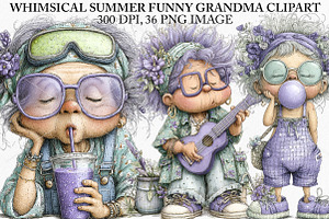 Whimsical Summer Funny Grandma PNG, an Illustration by Canvas Craft