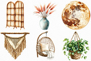 Watercolor Boho Interior Clipart, an Illustration by Craft Nest (Thumbnail 4 of 6)