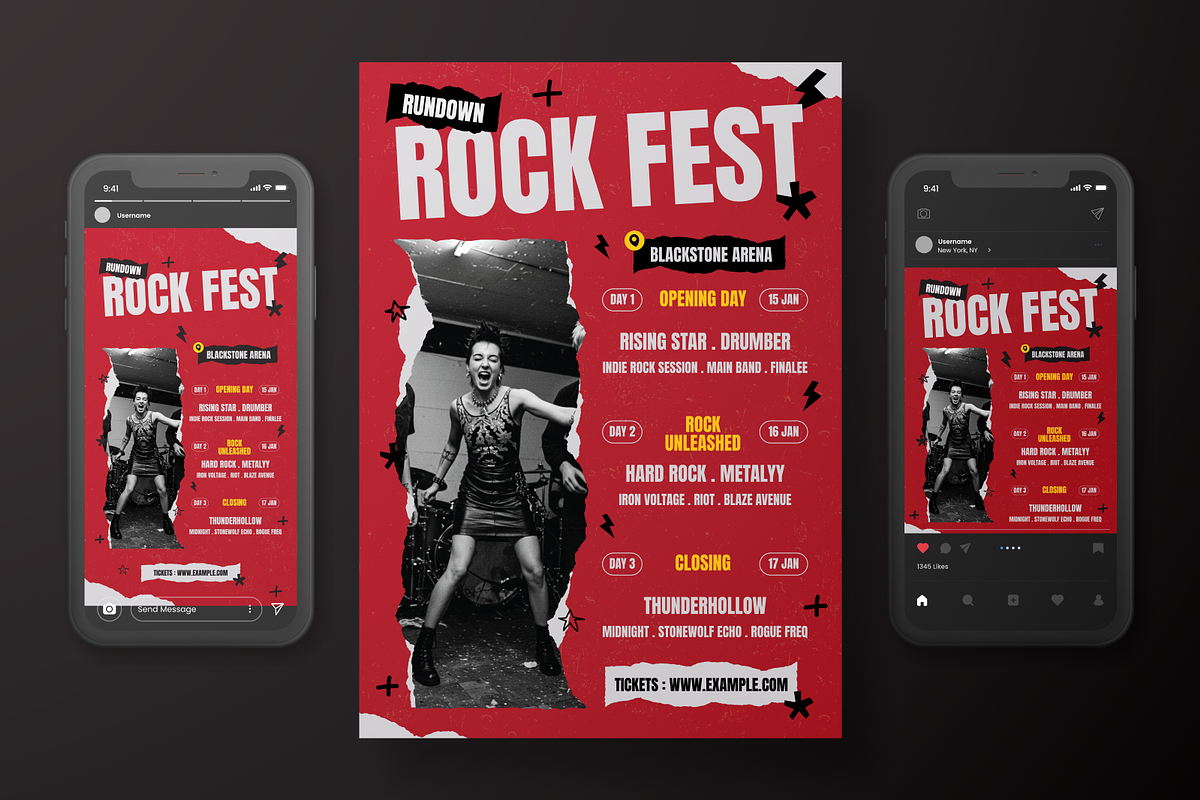 Rock Fest Rundown Flyer Set, a Flyer Template by Annora Studio (Photo 6 of 6)