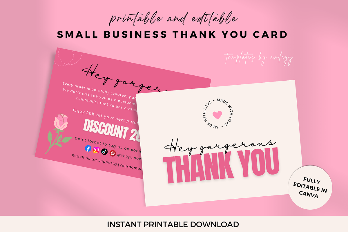 Thank You Card for Small Business, a Card Template by Elegant_Studio44 (Photo 1 of 6)