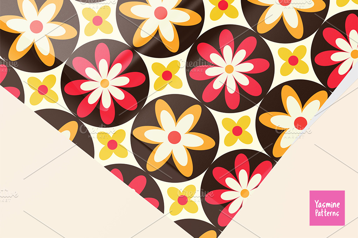 Groovy Flowers 10 Seamless Patterns, a Pattern Graphic by Yasmine Patterns (Photo 9 of 9)