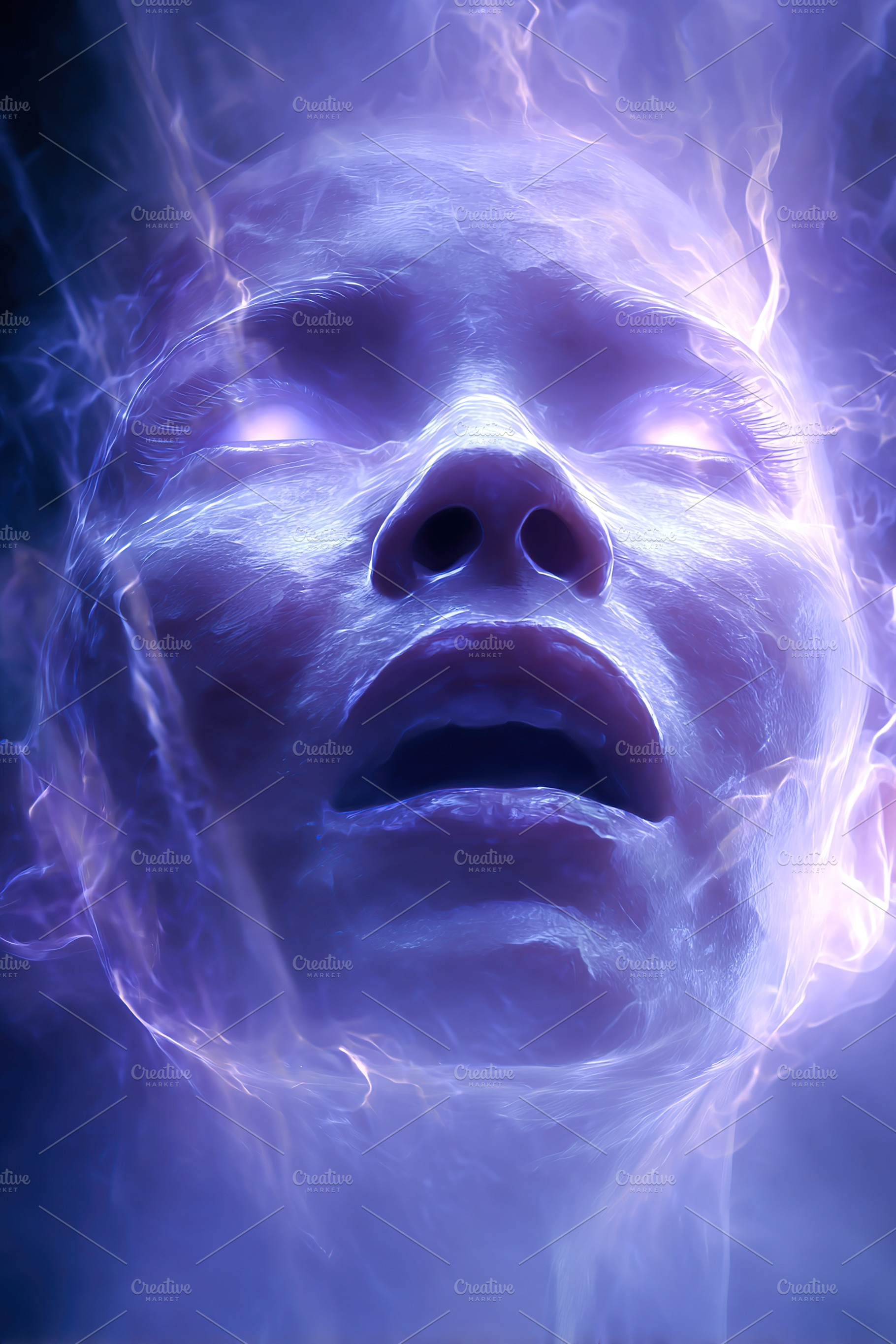 Captivating expression of a person enveloped in mystical purple energy during a, an Arts & Entertainment Photo by AlyaAnd