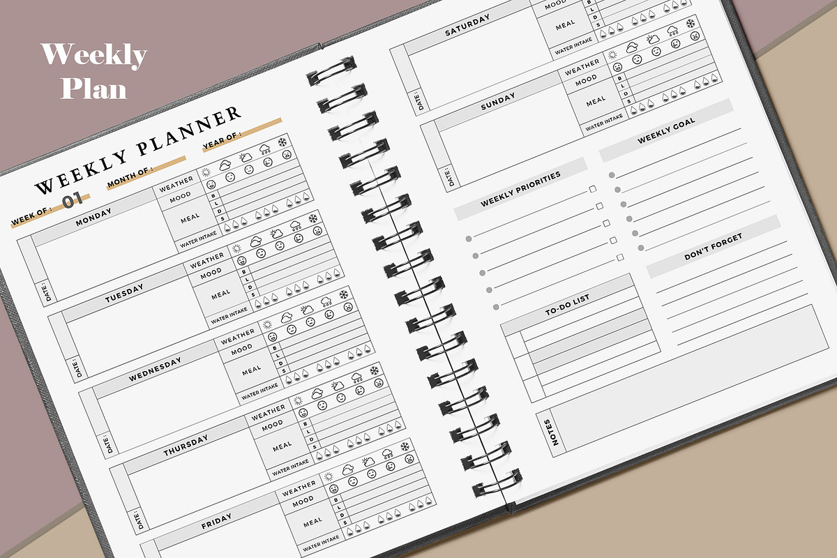 Daily,Weekly &Monthly planner Bundle, a Stationery Template by DesignByStore (Photo 3 of 4)
