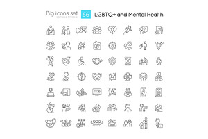 LGBTQ and mental health linear icons, an Icon by IMG Visuals