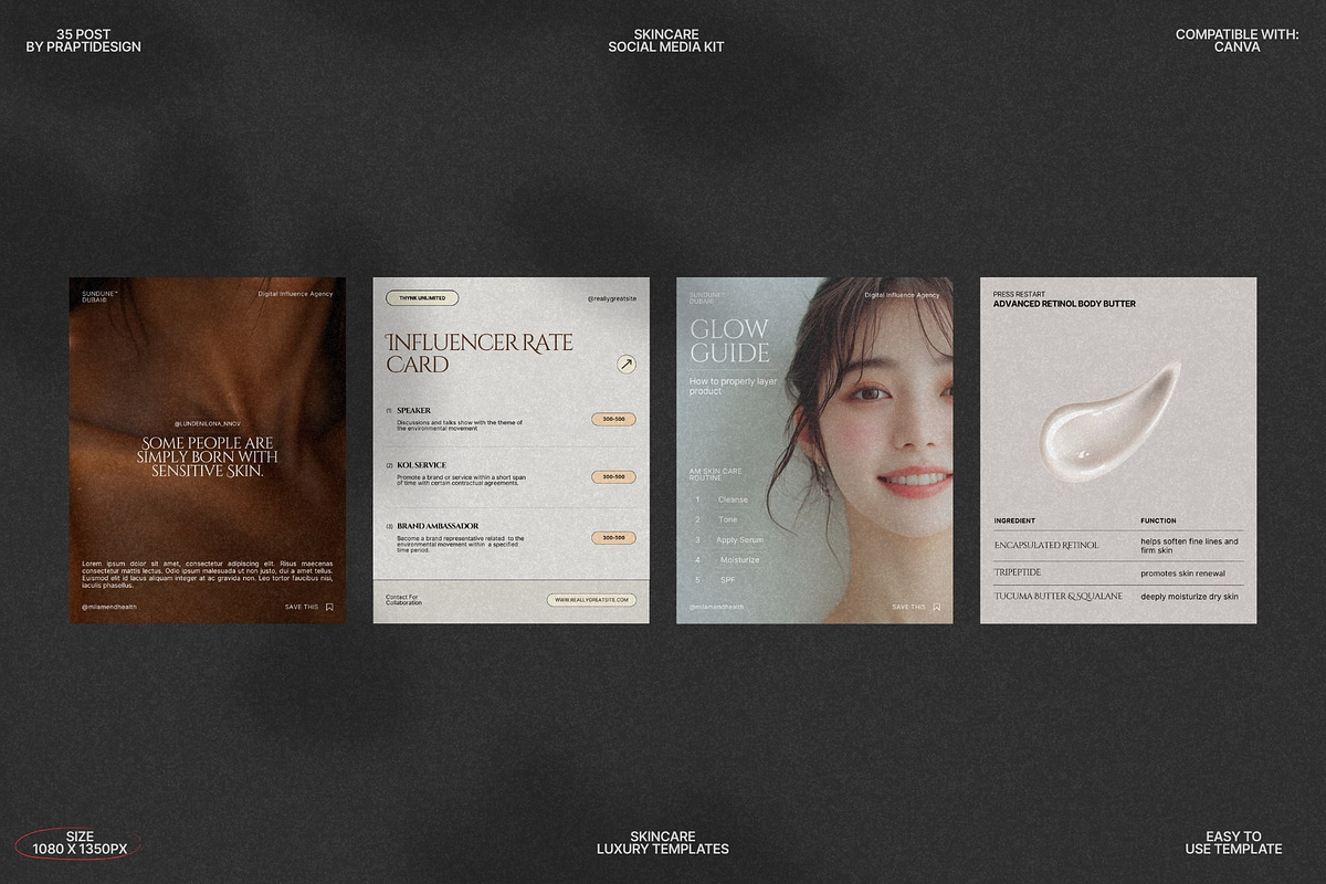 Minimal Skincare Canva Post Pack preview 6
