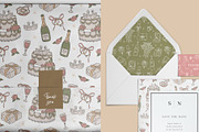 Hand drawn Wedding pattern bundle, a Pattern Graphic by CreativeChristiana (Thumbnail 9 of 14)
