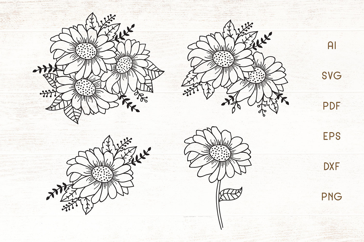 Sunflowers SVG - Sunflower Cliparts, an Object Graphic by Dasagani (Photo 1 of 4)