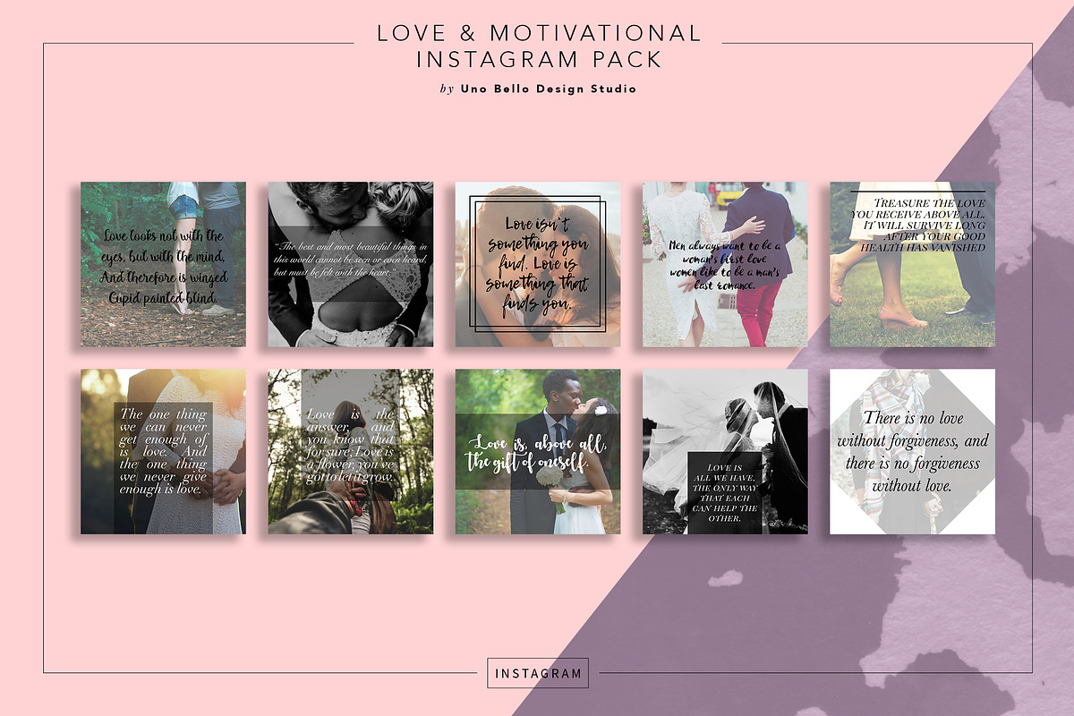 30 Love Quote Instagram Pack, a Social Media Template by Uno Bello Design Studio (Photo 4 of 6)