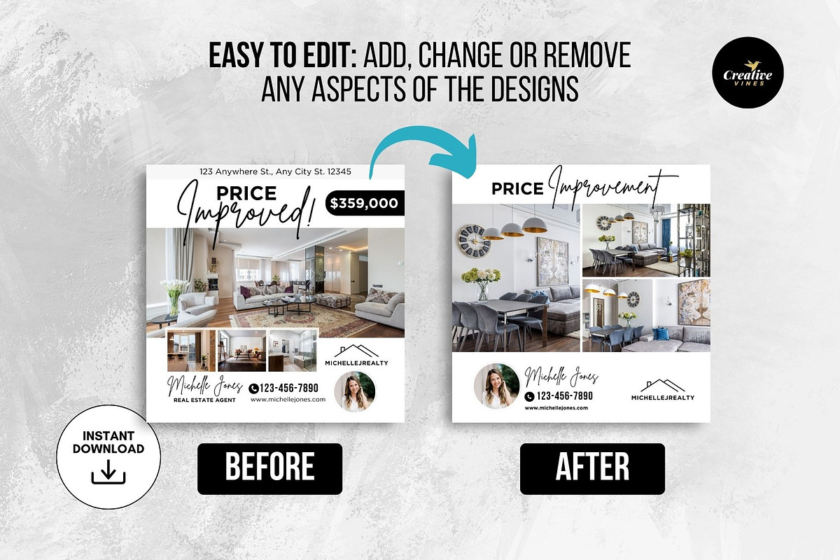 Price Improvement Instagram Posts, a Social Media Template by CreativeVinesStore (Photo 5 of 6)