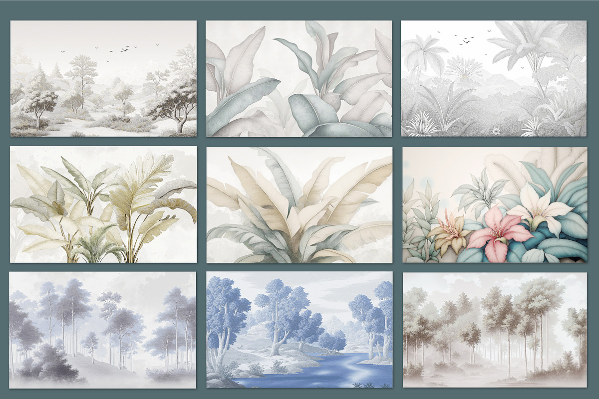 Abstract Forest Art Wallpaper Set, an Illustration by fei long (Photo 8 of 10)