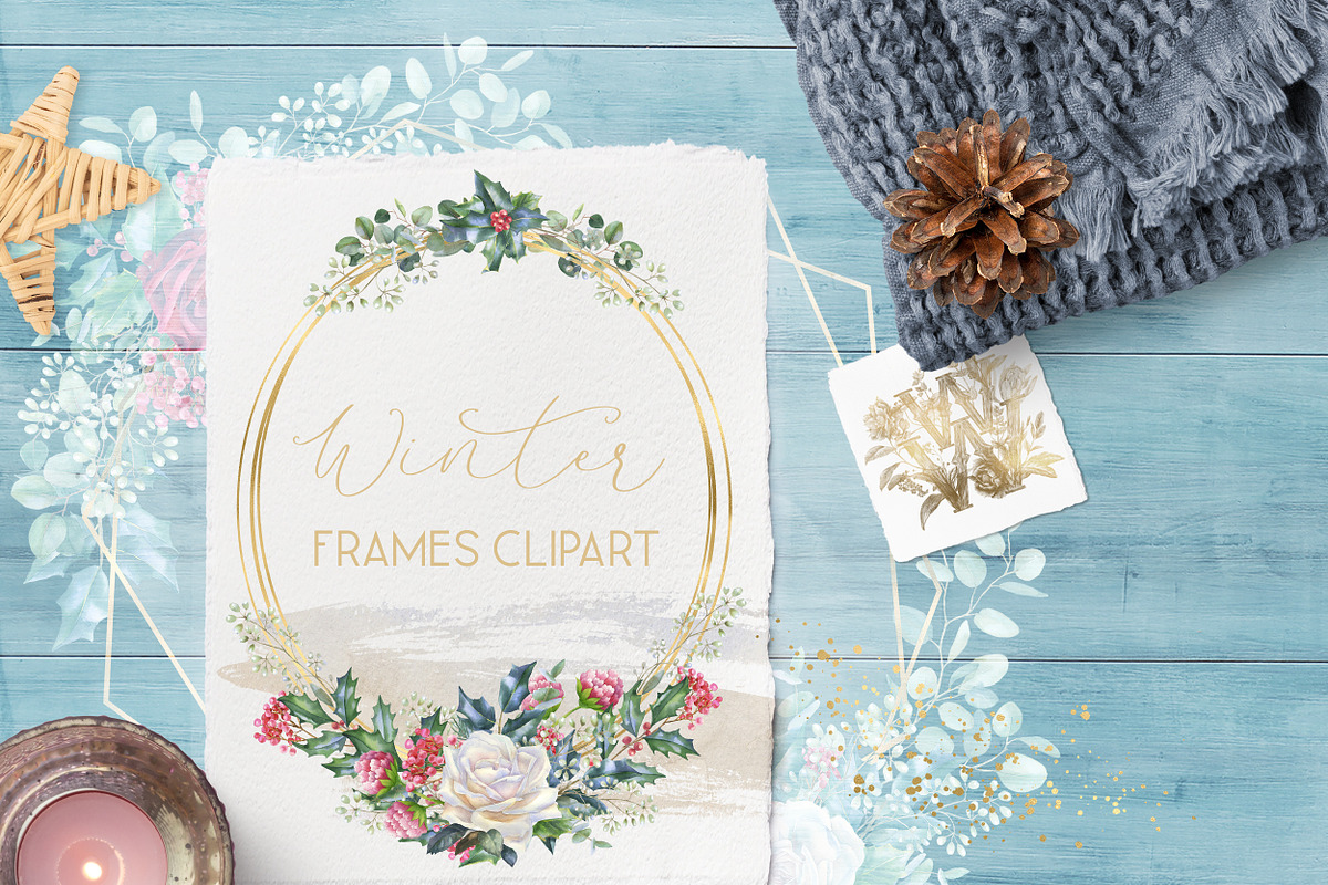 Watercolor winter Christmas frames, an Illustration by WonderWonder (Photo 5 of 10)