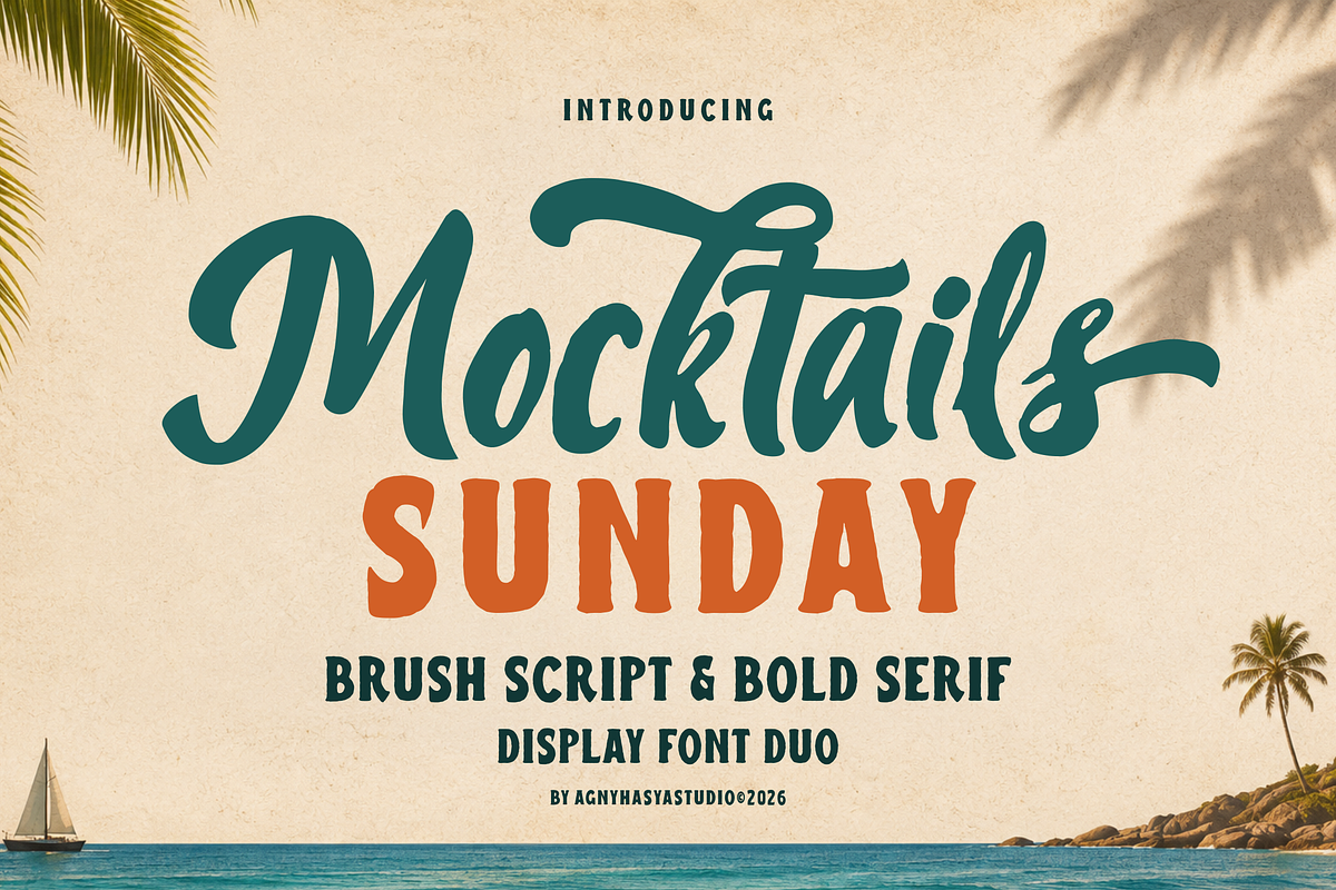 Mocktails Sunday - Tropical Font Duo, a Handwritten Font by agnyhasyastudio (Photo 1 of 17)