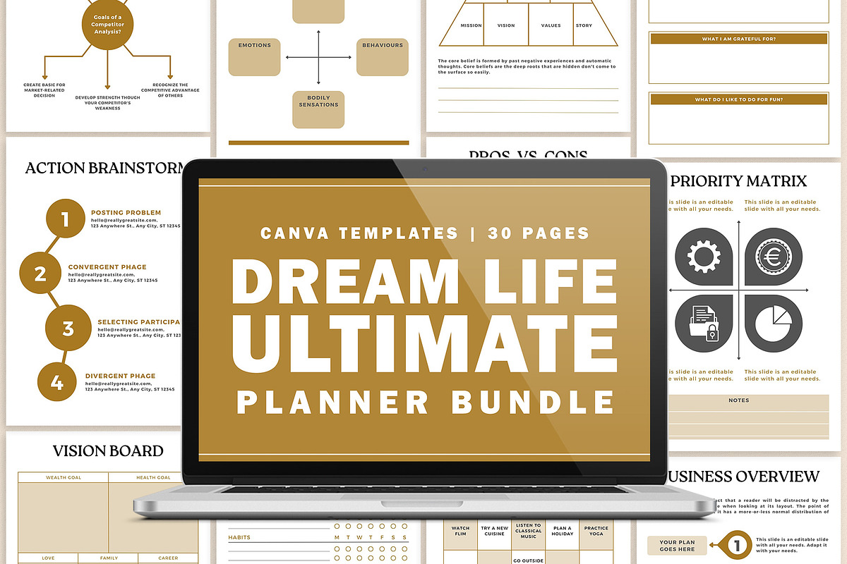 Dream Life Ultimate Planners CANVA, a Stationery Template by Graphic Fabrica (Photo 1 of 8)