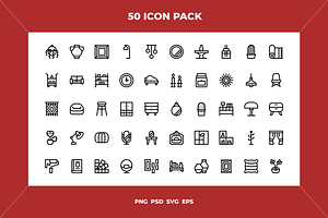 Home decoration icons, an Outline Icon by Wencory