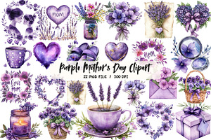 Purple Mother's Day Sublimation Clip, an Illustration by Libby Wishes