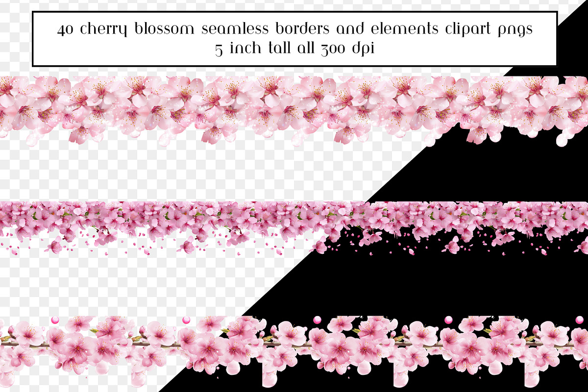 Cherry Blossom Seamless Borders, an Object Graphic by AllTheKewtClipart (Photo 3 of 10)