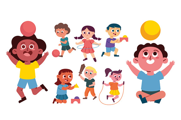 Kids Playing Illustration Set preview 2