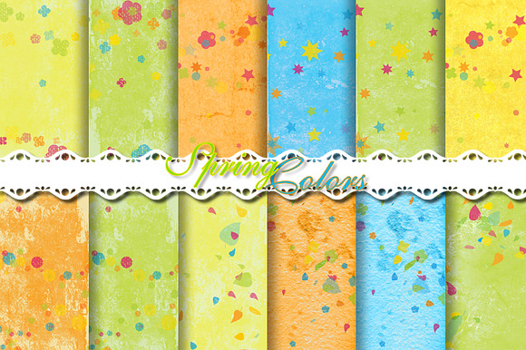 Spring Colors Pattern Papers preview 6