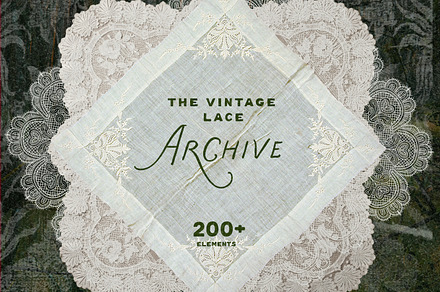 Vintage Lace Handkerchief Collage, an Object Graphic by Laras Wonderland