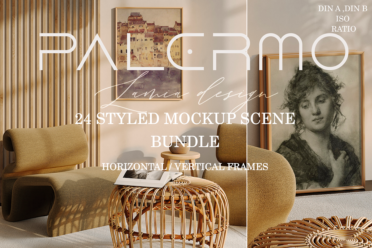 Palermo Room & Natural Frame Mockup, a Household Mockup by LAMIA DESIGN (Photo 1 of 21)
