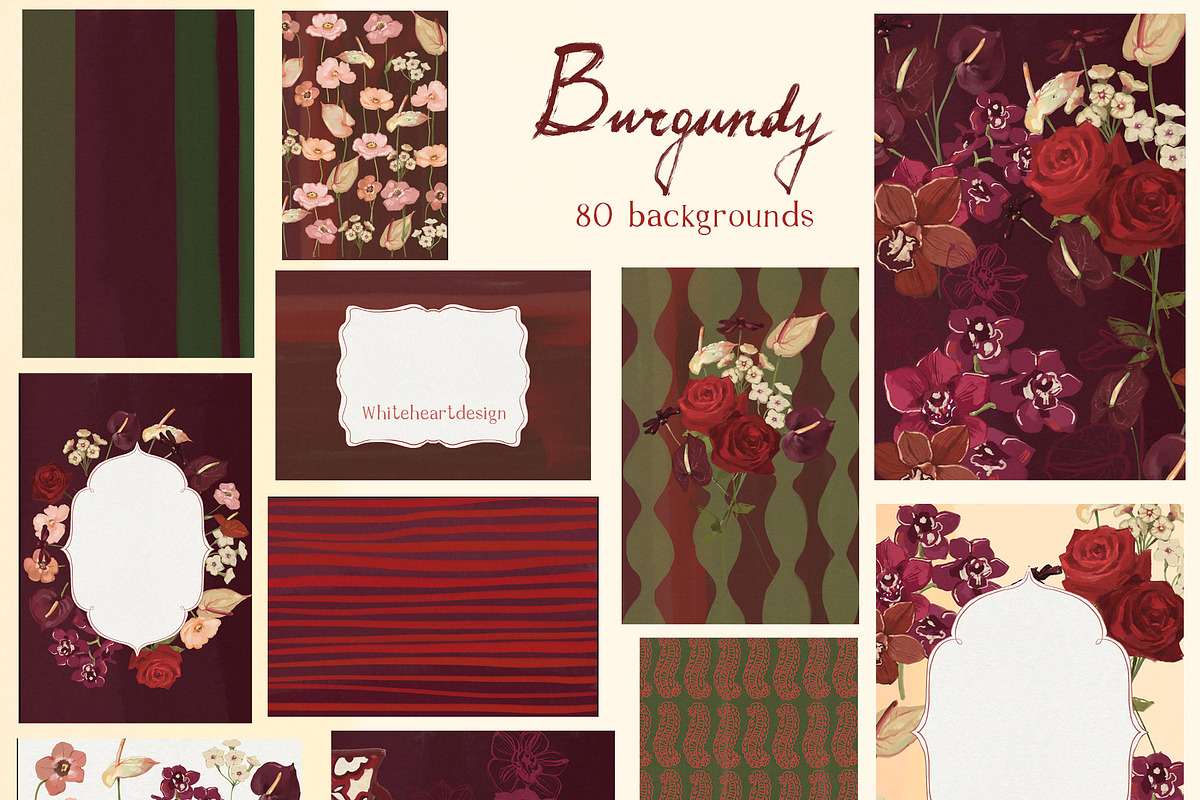 Burgundy Wedding Flower Illustration, a Decorative Illustration by whiteheartdesign (Photo 12 of 16)
