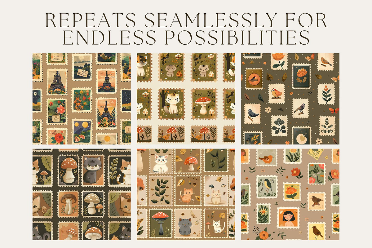 8 Cottagecore Stamp Seamless Pattern, a Pattern Graphic by Inknfolly (Photo 2 of 5)