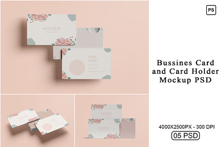 Bussines Card and Card Holder Mockup