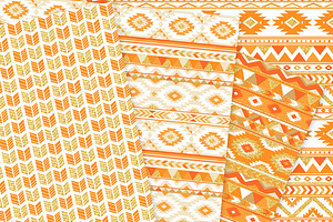 Orange & Gold Boho Seamless Patterns