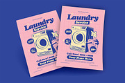 Pink Retro Laundry Service Flyer, a Flyer Template by megarez (Thumbnail 3 of 3)