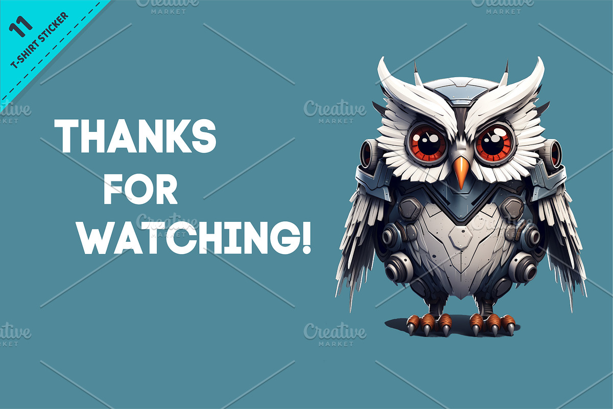 Cartoon owl robots. T-Shirt, Sticker, an Animal Illustration by KENO Mascots (Photo 4 of 4)