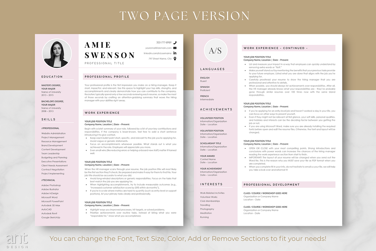 Modern Resume Template - Amie preview 3
