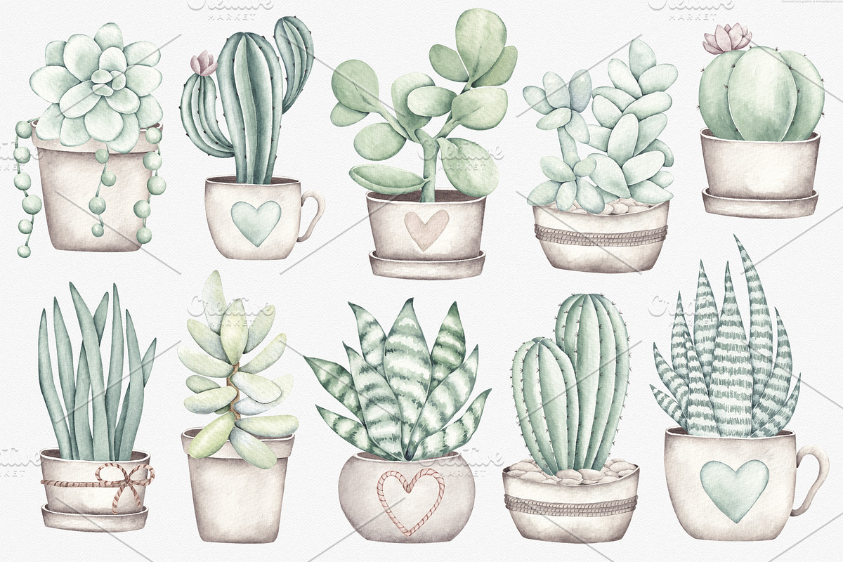Watercolor ClipArt Green Plants, an Illustration by SirenaArt (Photo 8 of 20)