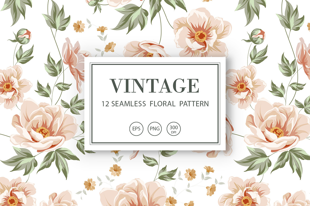 12 Best Vintage Floral Patterns Set