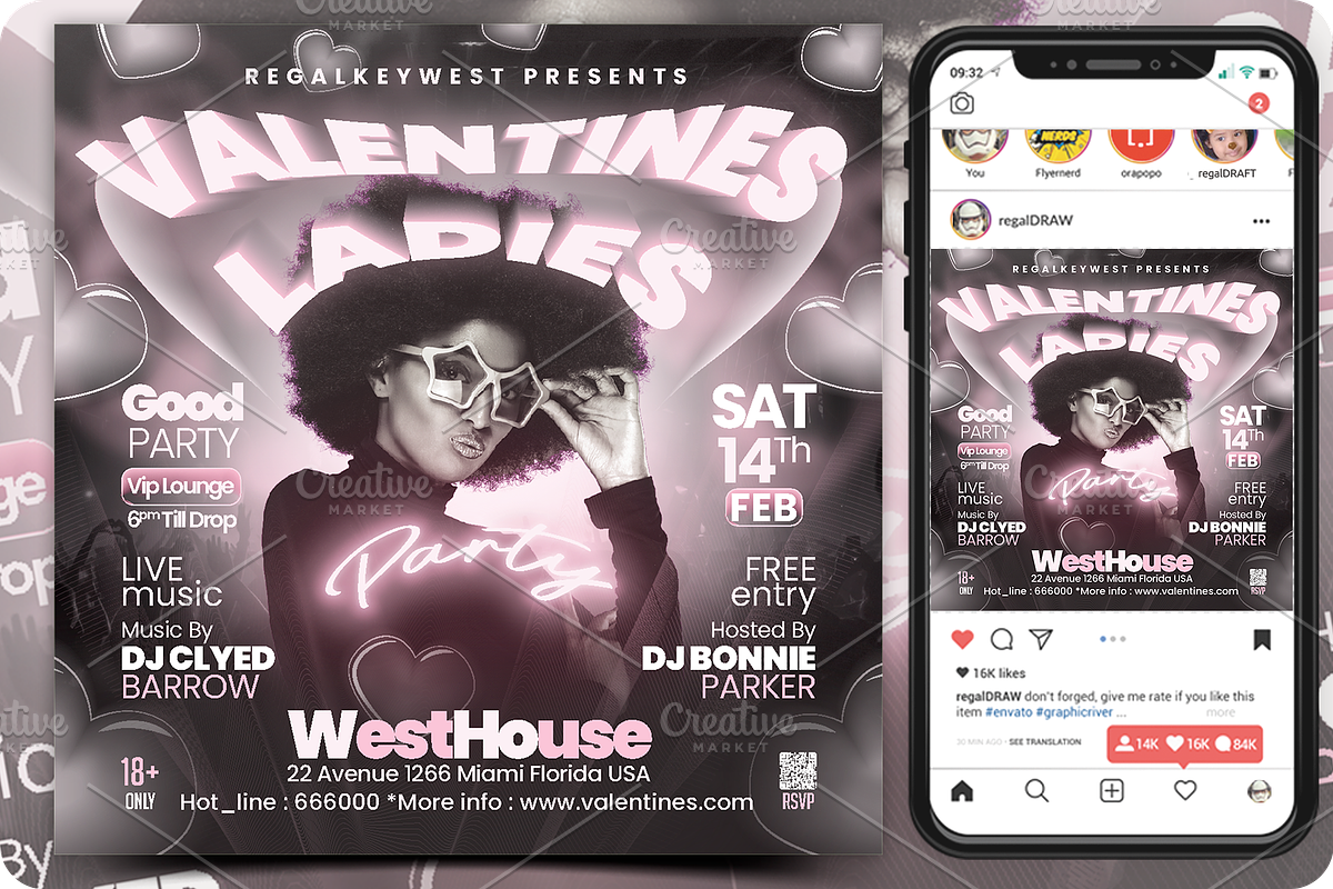 Valentines Day Party Flyer, a Flyer Template by regalDRAW (Photo 4 of 4)