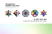 50 Sacred Geometry Icons, an Outline Icon by Side Project (Thumbnail 1 of 9)