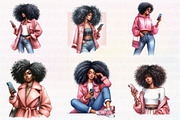 Watercolor Black Women Clip Art, an Illustration by CreationArt (Thumbnail 5 of 6)
