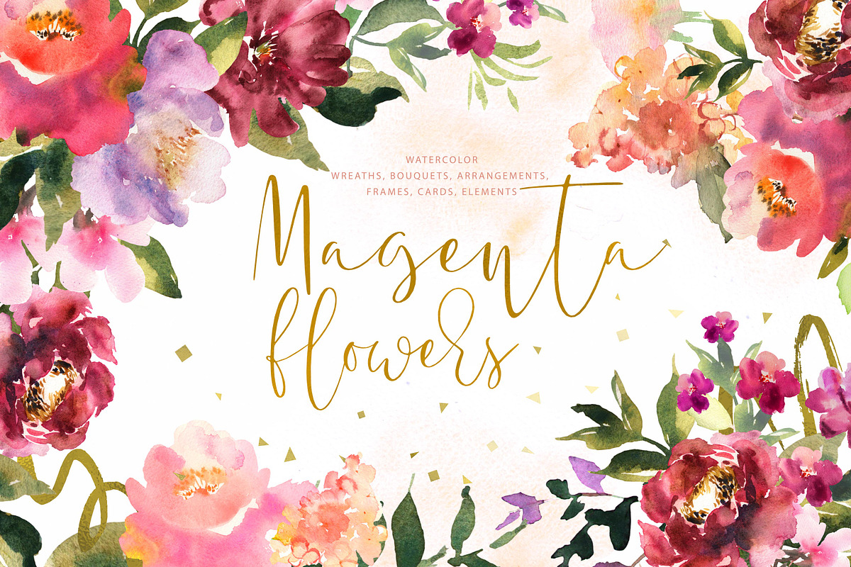 Watercolor flowers. Floral elements, a Decorative Illustration by Julycolor (Photo 1 of 9)