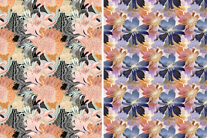 Moire Floral Seamless Patterns