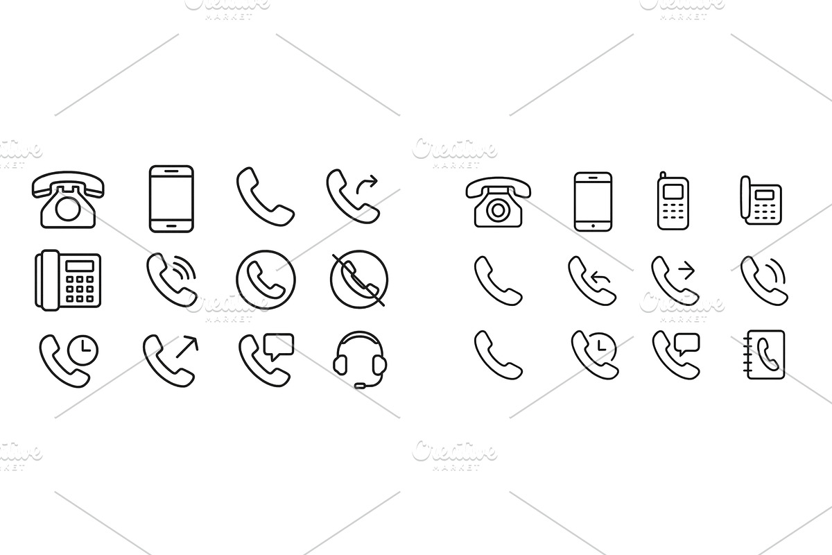 Collection of various phone icons in, a Technology Illustration by ZinetroN