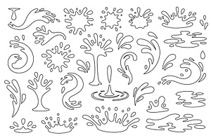 Outline set of water splashes and, an Illustration by GraphiShop