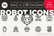 70 Robot Icons - Outline Style, an Outline Icon by Designerbundle (Thumbnail 1 of 3)