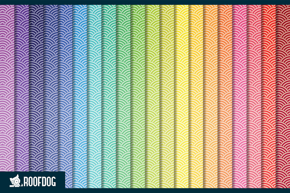 Rainbow wave digital paper, a Pattern Graphic by Roofdog Design
