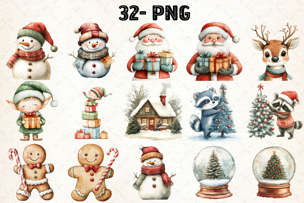 Whimsical Christmas Clipart Bundle, an Illustration by Libby Wishes (Photo 7 of 7)