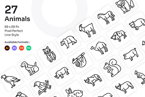 Animals Icons Set - Line, an Outline Icon by Kmg Design