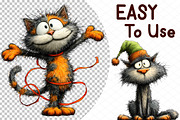 Christmas Funny Cat Clipart, an Animal Illustration by cherrydesign (Thumbnail 4 of 4)