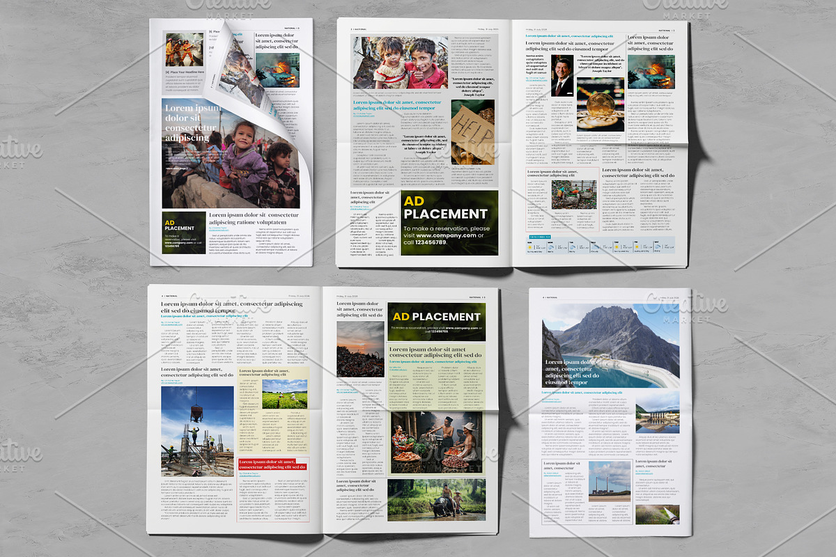 Tabloid Newspaper Template Bundle, a Magazine Template by Oshin Design (Photo 3 of 7)