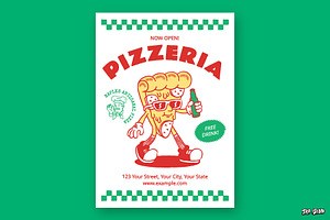 Retro Cartoon Pizzeria Flyer