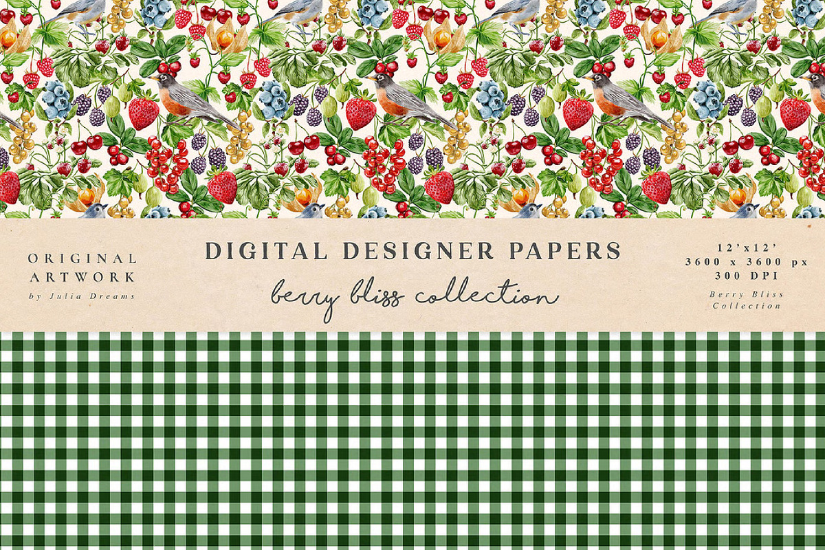 Berry Bliss Seamless Patterns, an Illustration by fashionaddict (Photo 2 of 6)